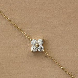 925 Sterling Silver Cubic Zirconia Flower Dainty Bracelet